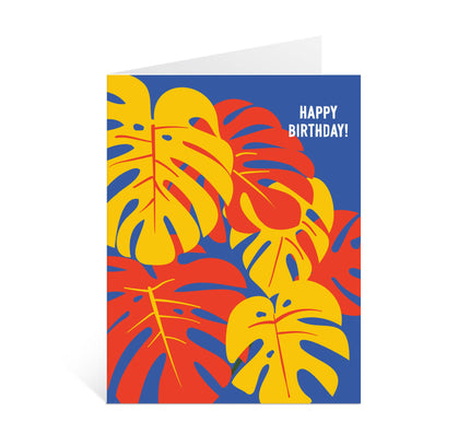 Lucy Loves Paper - Colorful Monstera Birthday Card (A2)