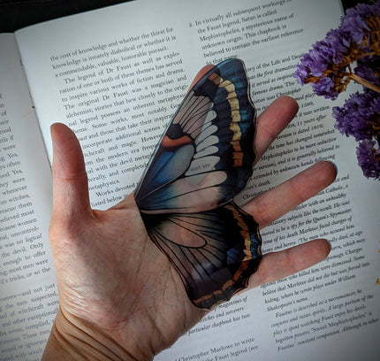 Dark Veinlet - Clear Bookmark - Blue Purple Butterfly Wing Dark Academia