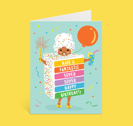 Lucy Loves Paper - Rainbow Cake Girl | Super Duper Happy Birthday Card